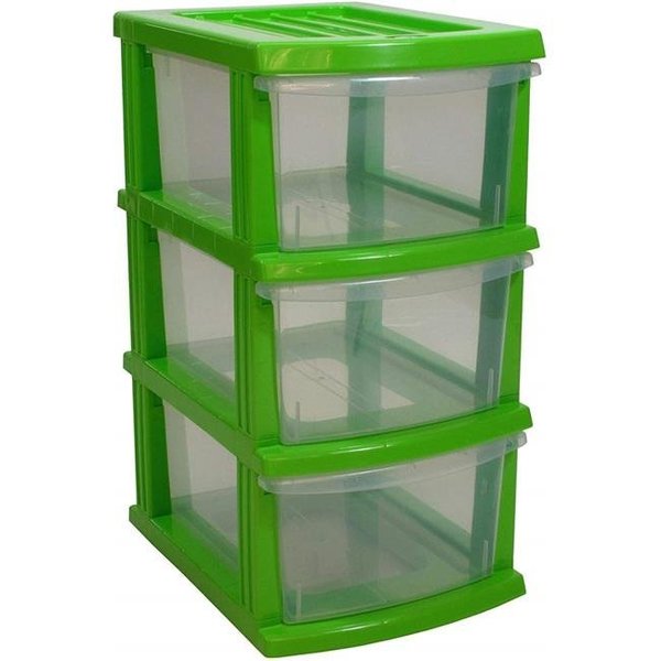 Redmon Redmon 7413LG A3 S Series 3 Kids Clear Drawer Storage Organiser; Lime Green 7413LGR